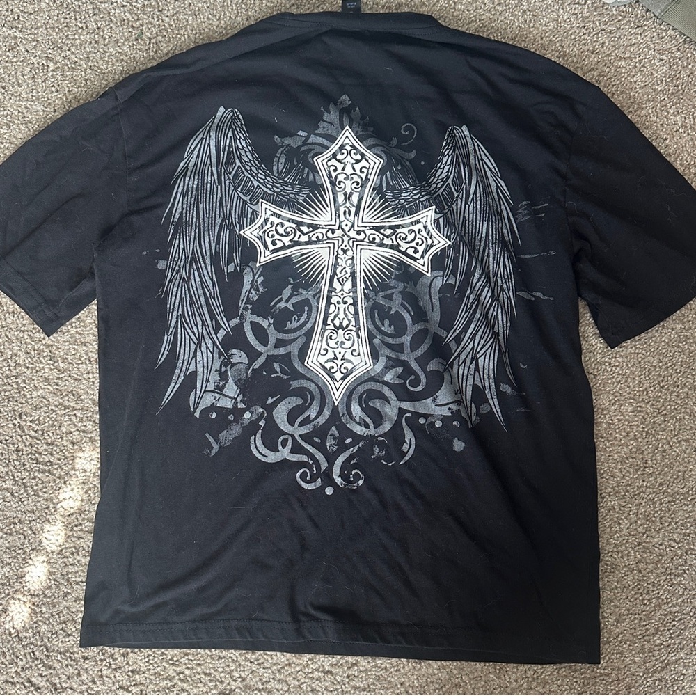 affliction style cross angel t shirt